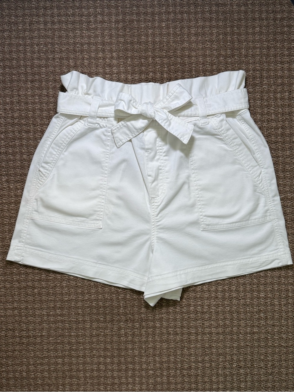Splendid High-Waist Paperbag Shorts - white L